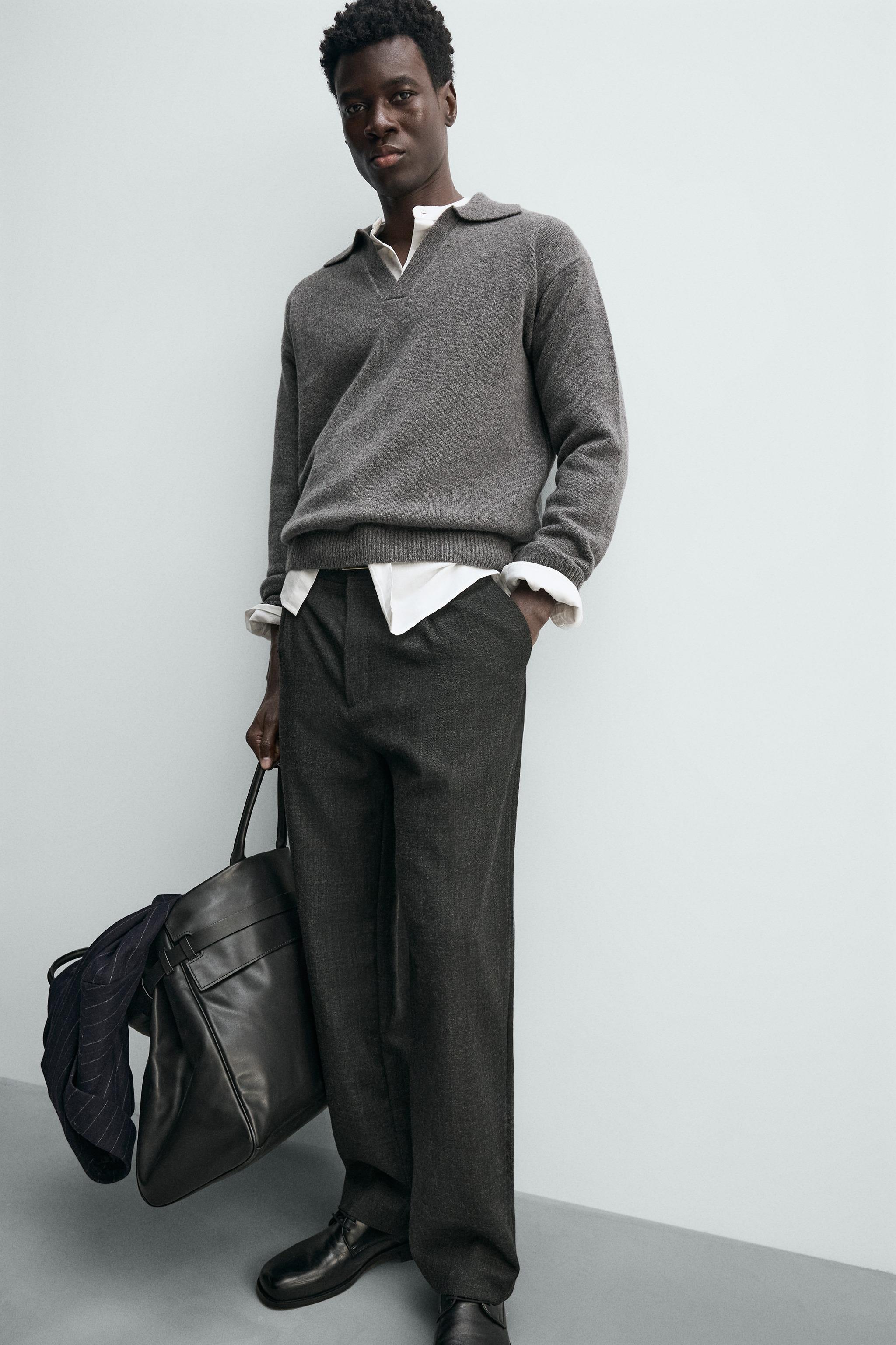 WOOL - CASHMERE KNIT POLO SHIRT - Gray marl | ZARA United States