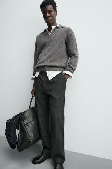 POLO EN MAILLE DE LAINE ET CACHEMIRE - Gris chiné de Zara - Image 5