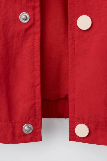 LIGHTWEIGHT WATER-REPELLENT RAINCOAT WITH EMBROIDERED TEXT - Red by Zara - Image 3