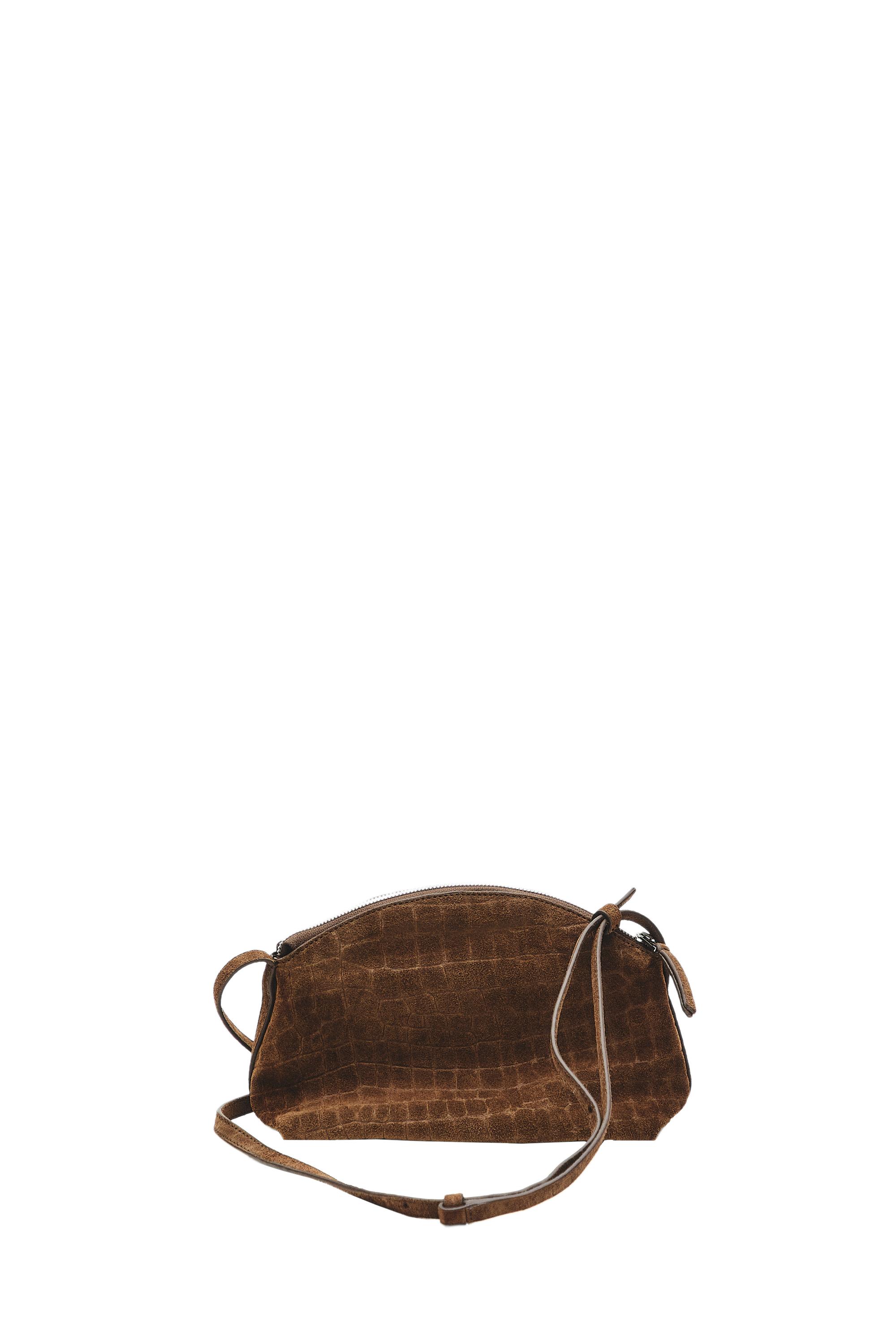 Split suede leather crossbody bag — Khaki
