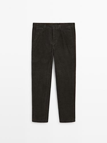 Pantalon slim en velours côtelé - Acier de Zara