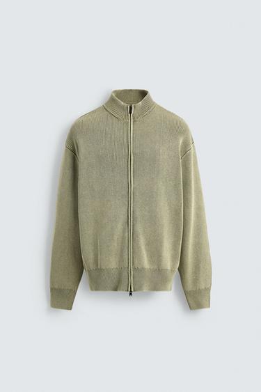 جاكيت محاك بهيكل مغسول - أخضر الخاص بـ Zara