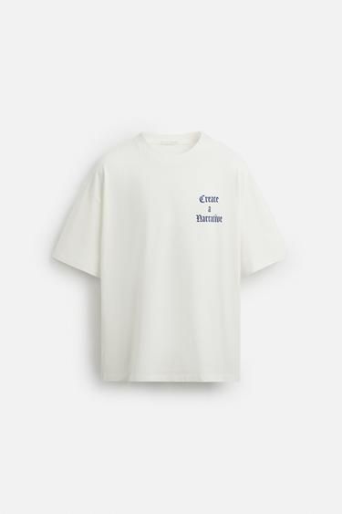 GRAPHIC PRINT T-SHIRT - Oyster-white by Zara - Image 6