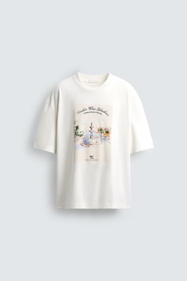 EMBROIDERED PRINT T-SHIRT - White by Zara - Image 5