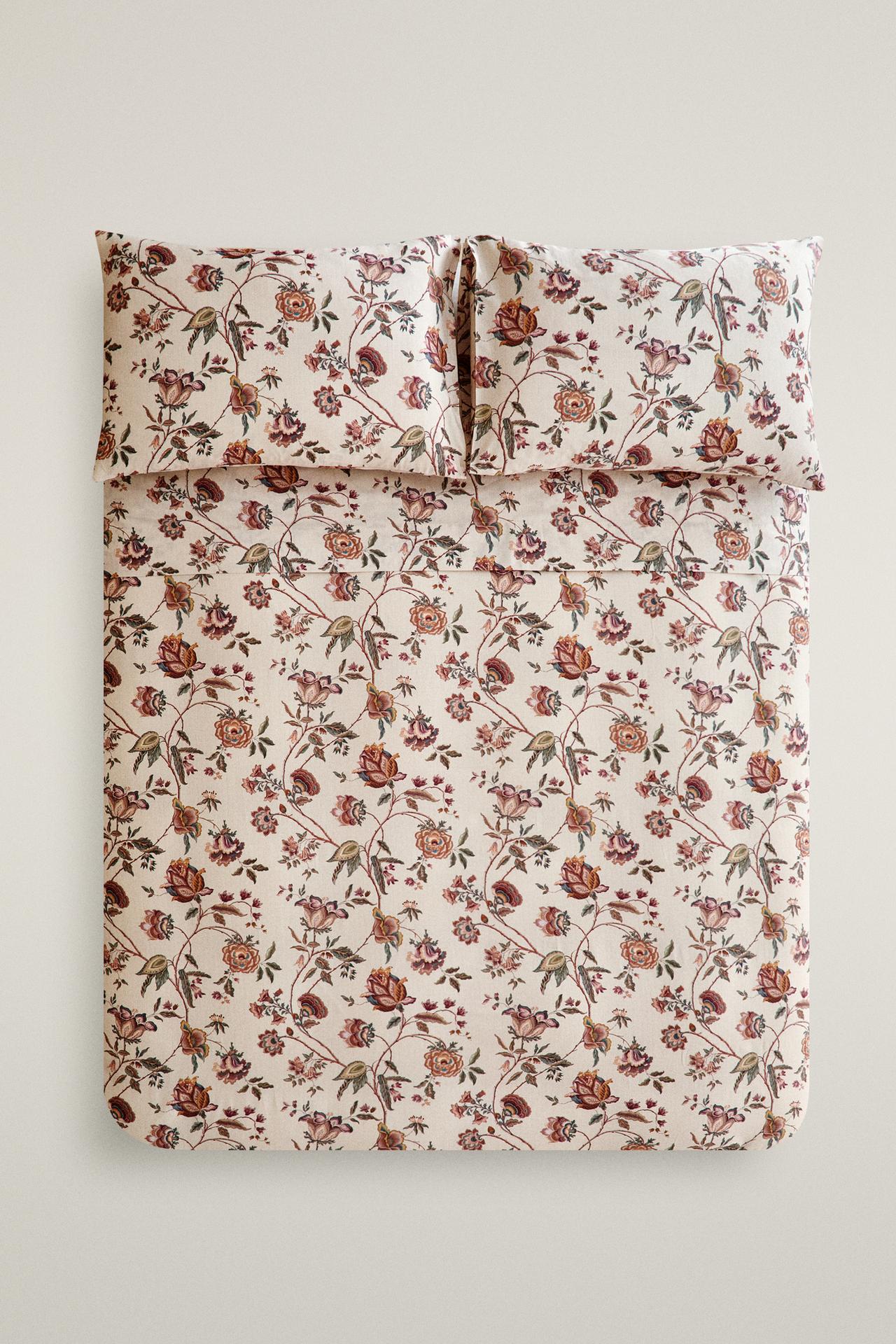FLORAL AND BRANCHES SATEEN DUVET COVER (300 THREAD COUNT)