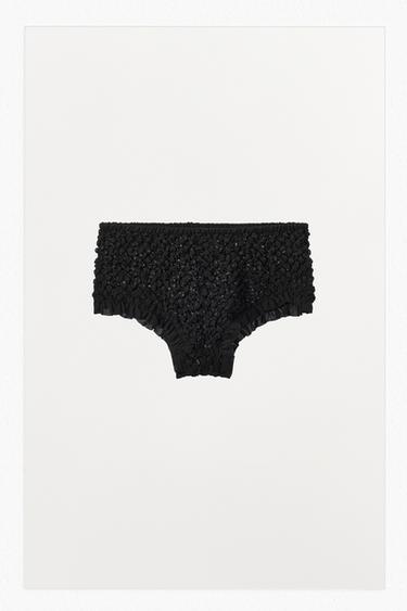 Zara TEXTURED CULOTTE PANTIES - Black