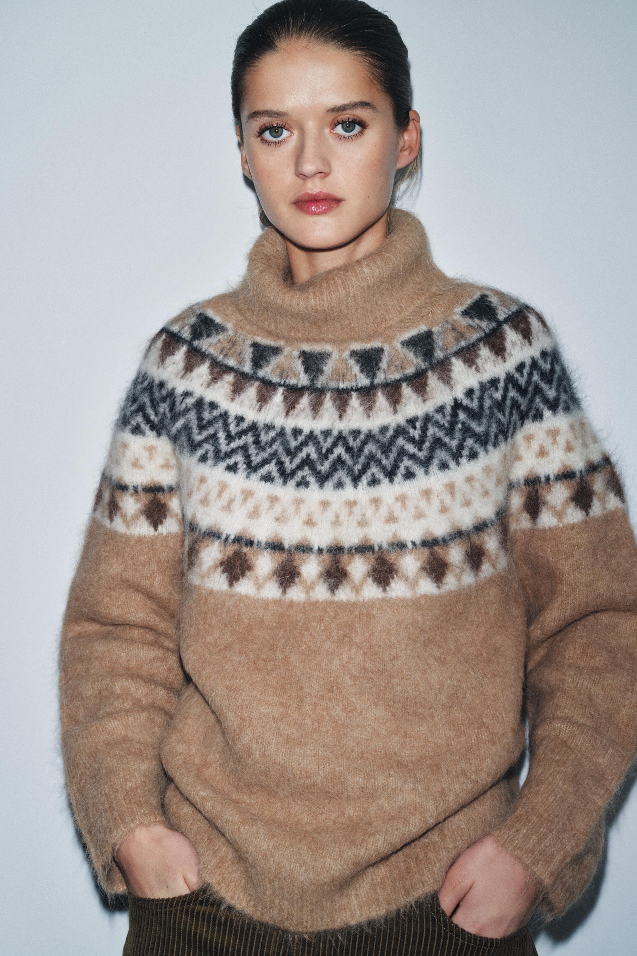SUÉTER COM ALPACA JACQUARD - Camel-claro | ZARA Brasil