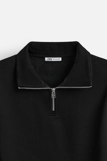 BASIC-SWEATSHIRT MIT STEHKRAGEN UND REISSVERSCHLUSS - Schwarz von Zara