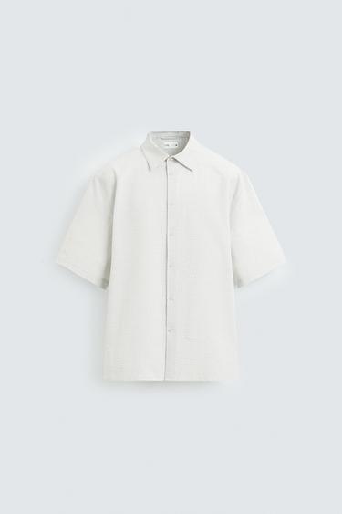 ÁO SƠ MI VẢI SEERSUCKER - Màu ghi xám từ Zara