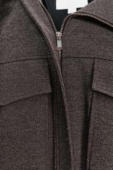 VESTE BOMBER À COL MONTANT - marron chiné de Zara - Image 7