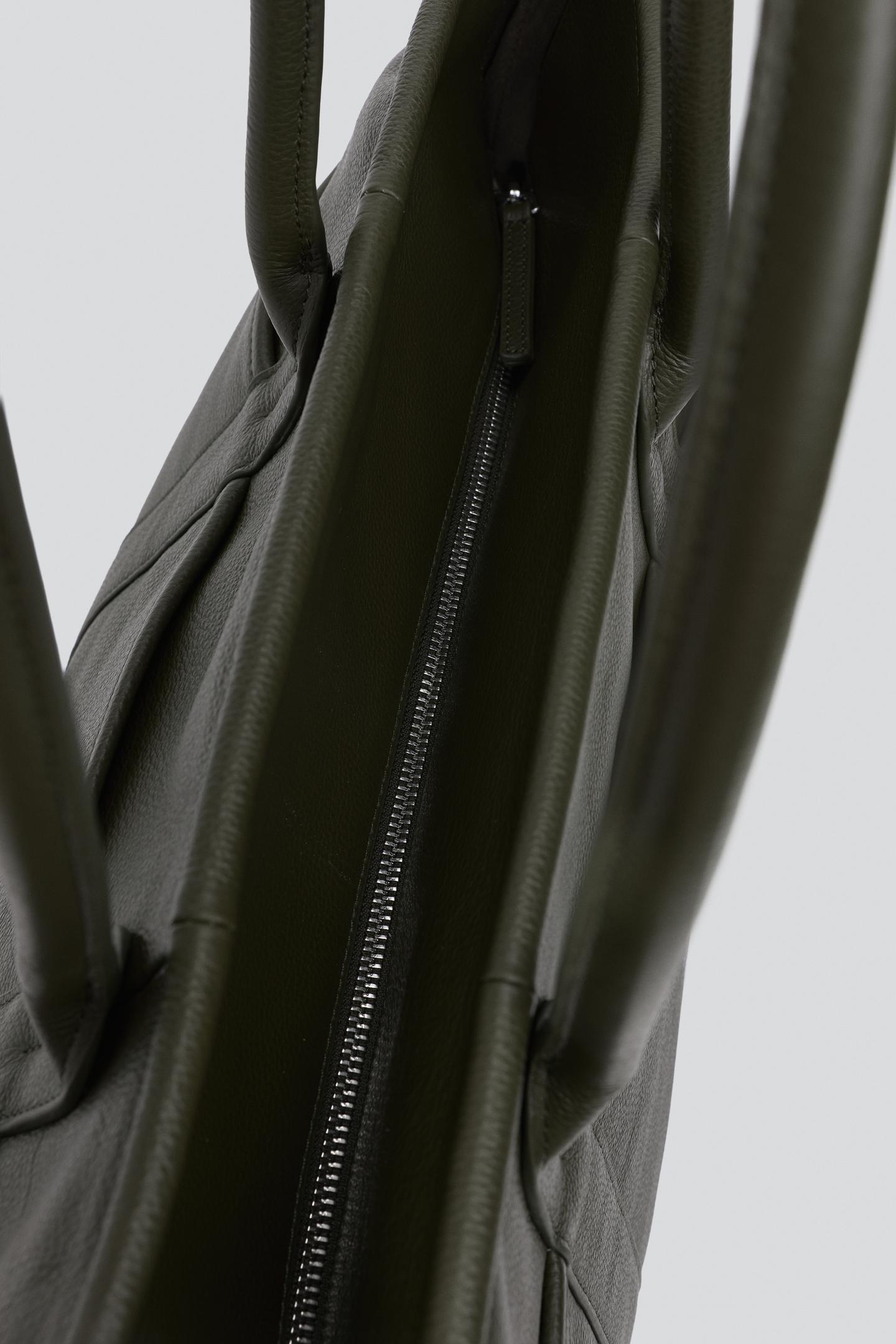 Мужская сумка Zara Leather Shopper, цвет: Зелёный — фото 5