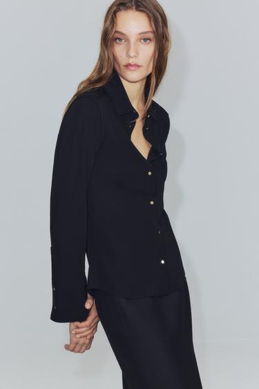 GOLD BUTTON SHIRT ZW COLLECTION — Black 1