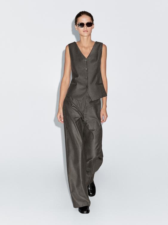 Wool pinstripe trousers