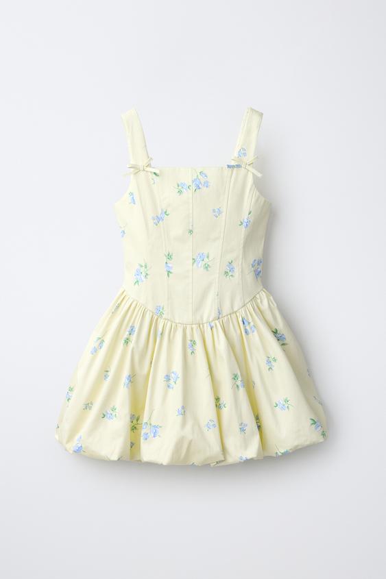 FLORAL BALLOON DRESS - Light yellow by Zara - Image 0