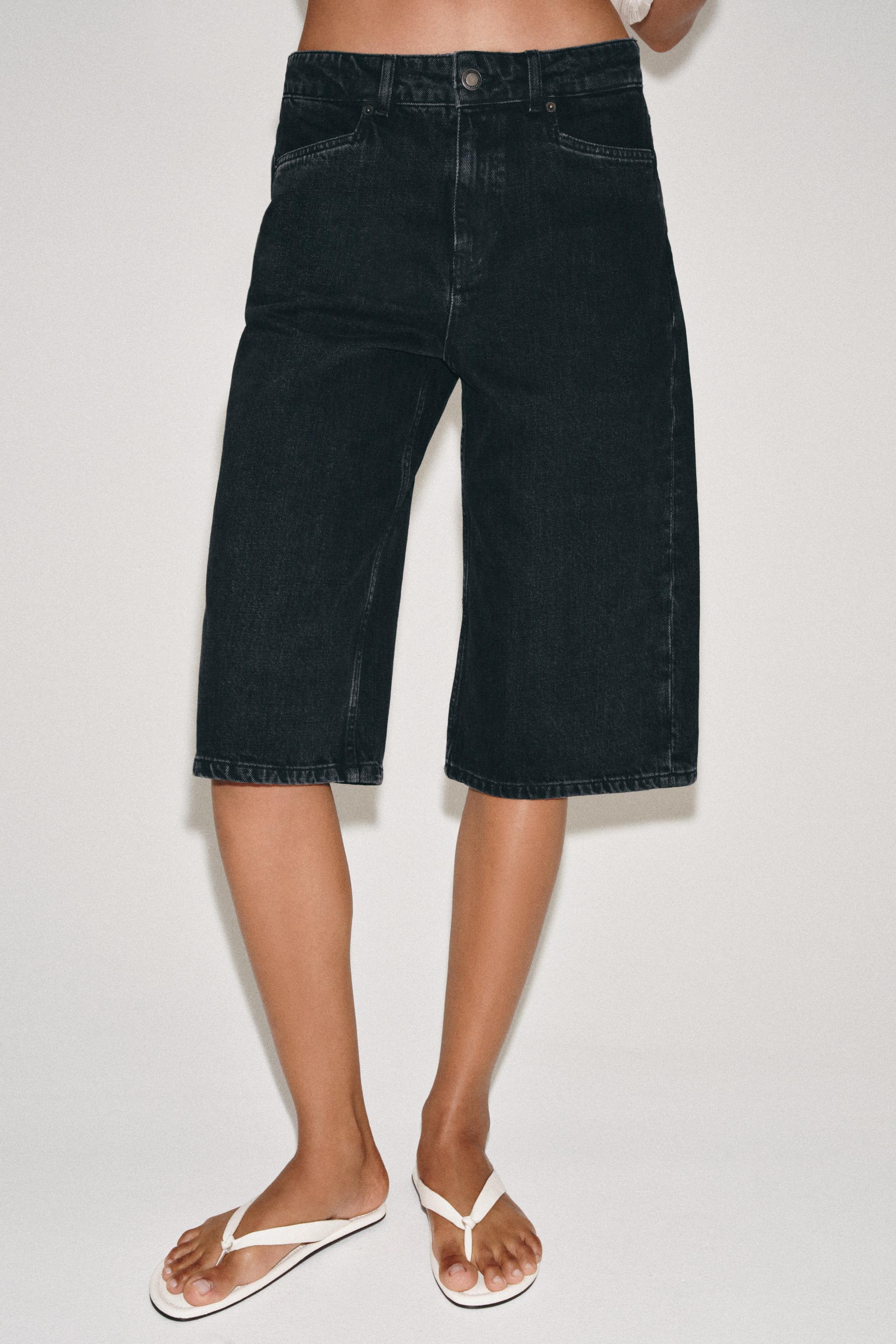 ZW COLLECTION MID-RISE DENIM SHORTS — Black