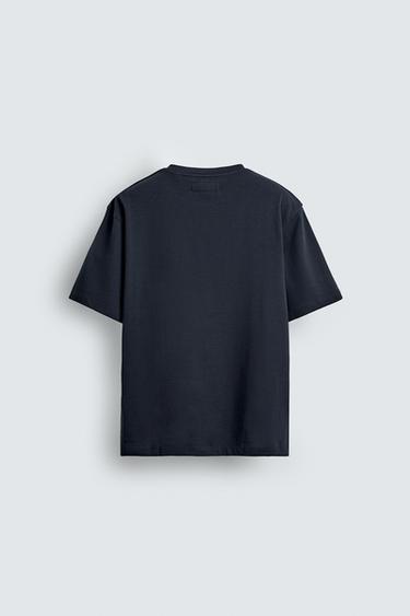 MEDIUM WEIGHT SHORT SLEEVE T-SHIRT - Navy blue by Zara - Image 6