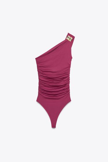 ASYMMETRISCHER BODY AUS POLYAMID MIT METALLTEIL - Violett von Zara - Bild 0