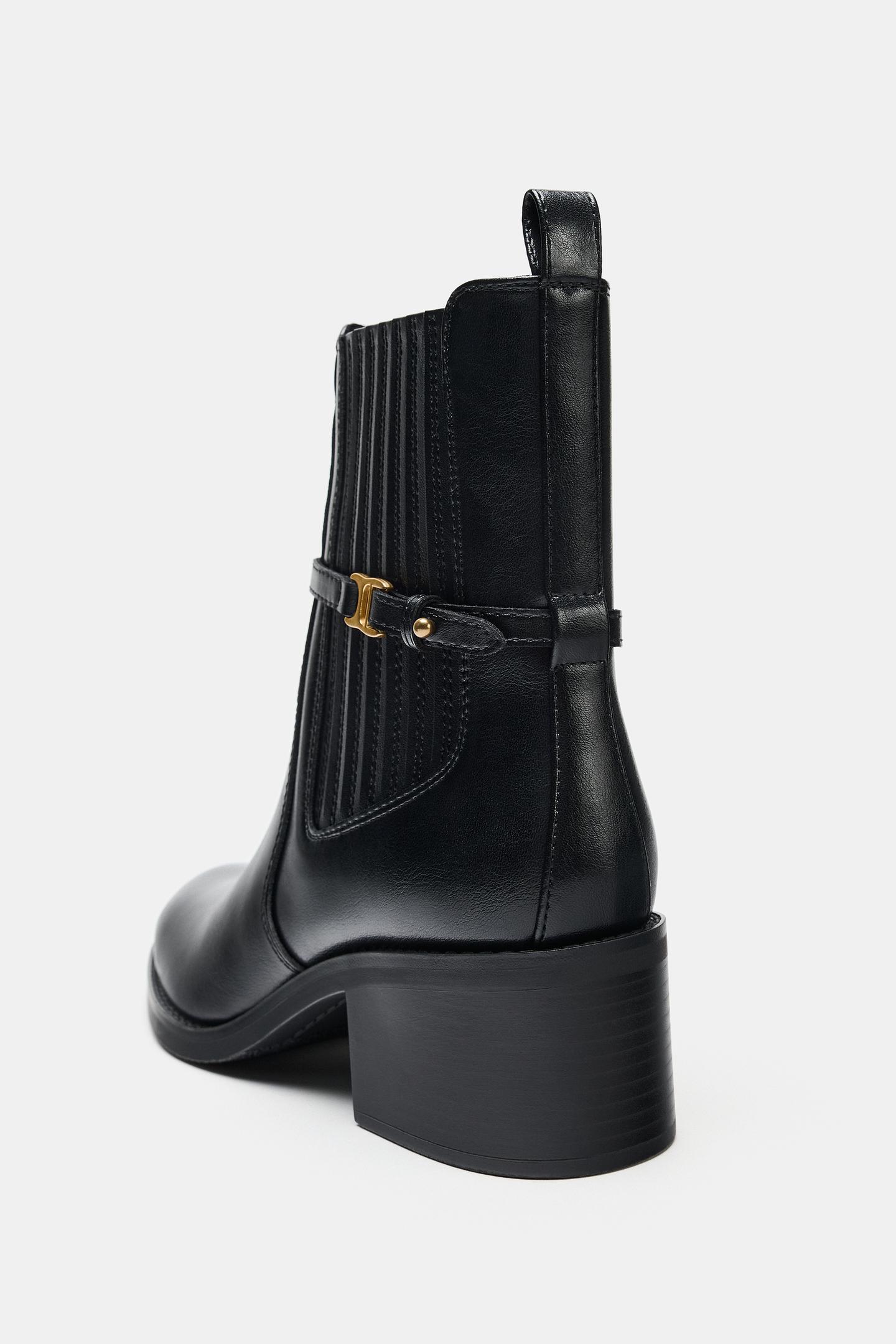 Женские ботинки Zara Heeled AppliquÉ Ankle, цвет: Чёрный — фото 4