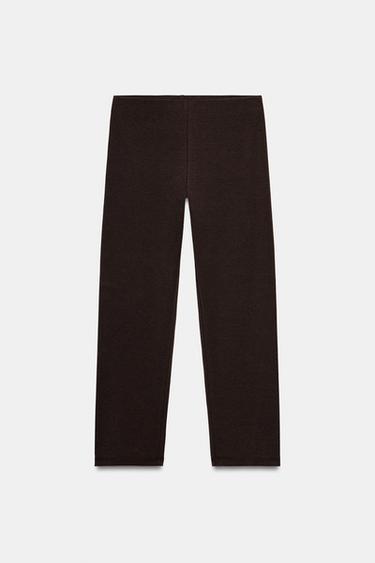 Zara COTTON CAPRI PANTS - Chocolate