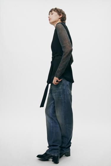 Zara BELTED TUXEDO VEST - Black
