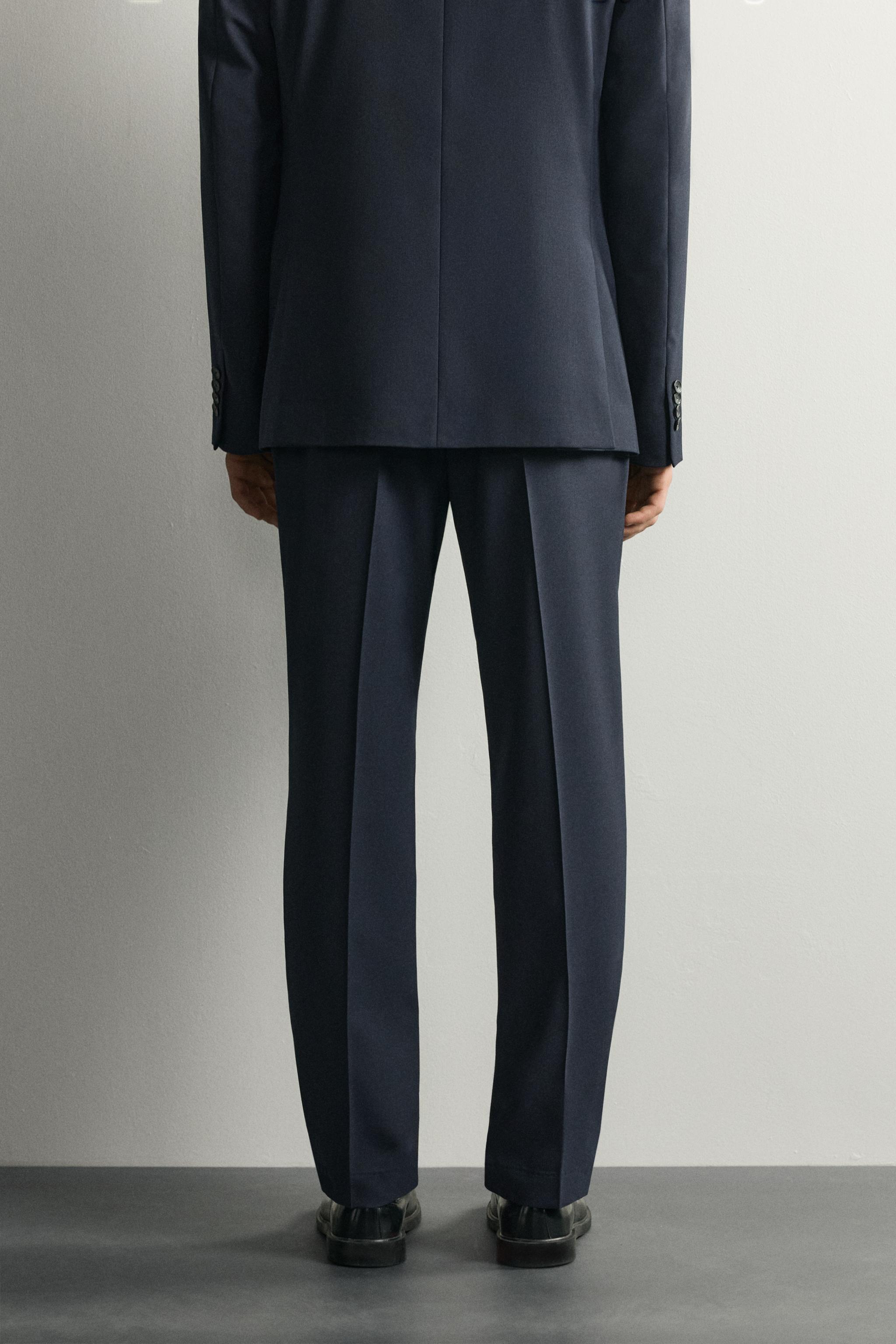 ウール混レギュラーフィットスーツパンツ - ネイビーブルー | ZARA