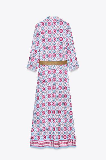 PRINTED MIDI DRESS WITH BELT - Multicoloured by Zara - Image 7