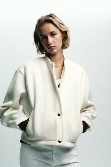 SOFT BOMBER JACKET WITH GOLDEN BUTTONS - Ecru by Zara - Image 3
