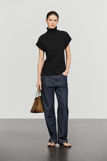 Knit sweater with side vents — Black 1
