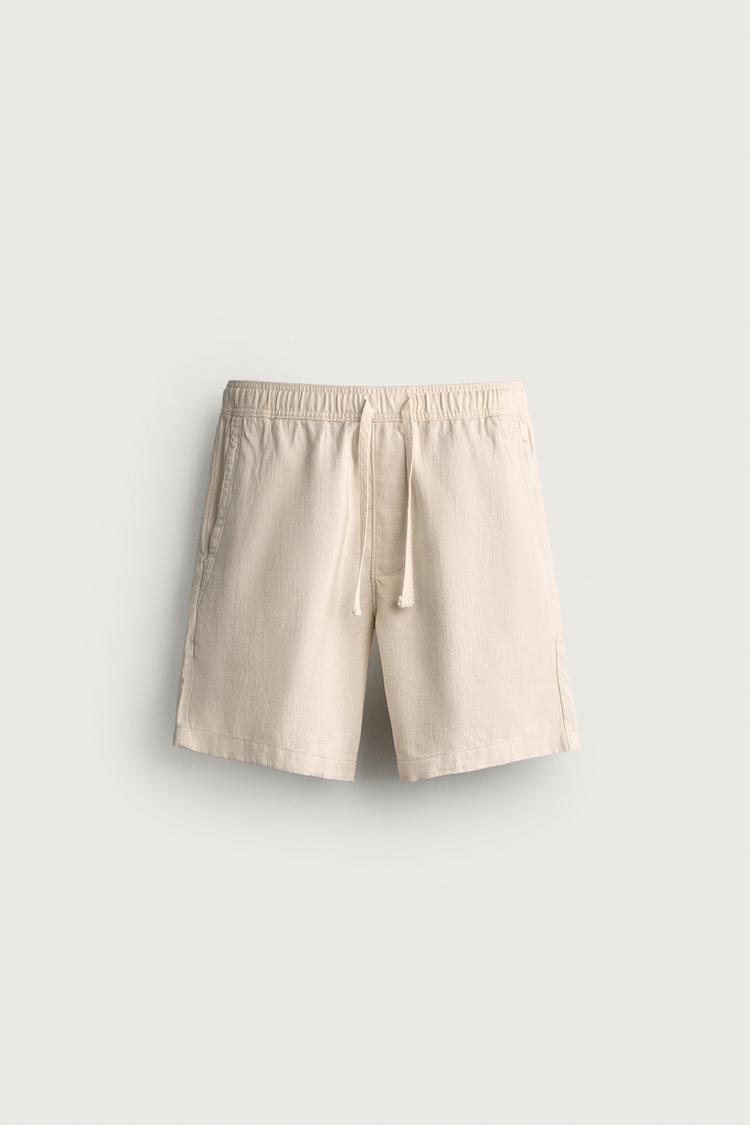 TEXTURED REGULAR FIT BERMUDA SHORTS