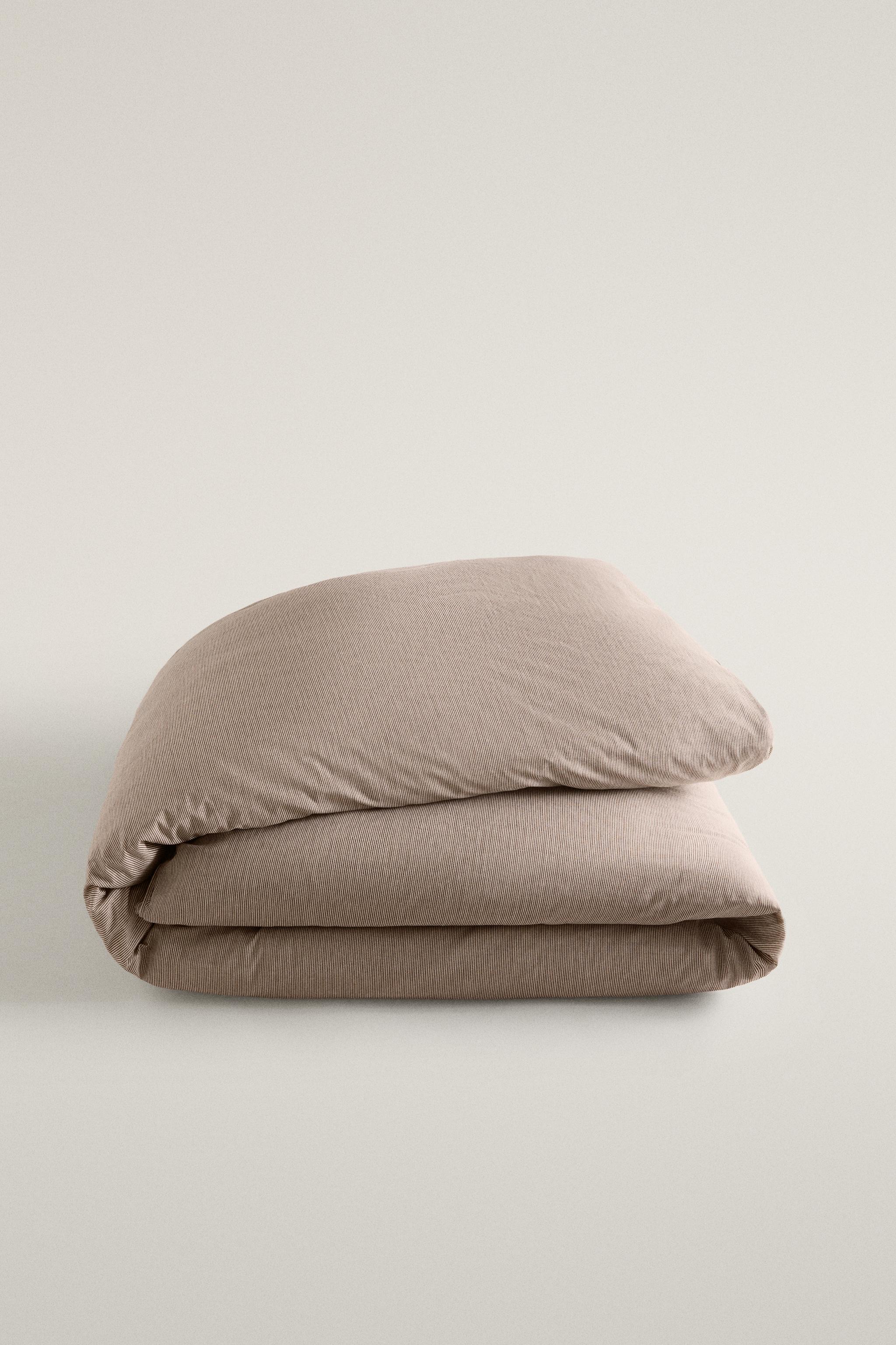 FADED STRIPED COTTON DUVET COVER