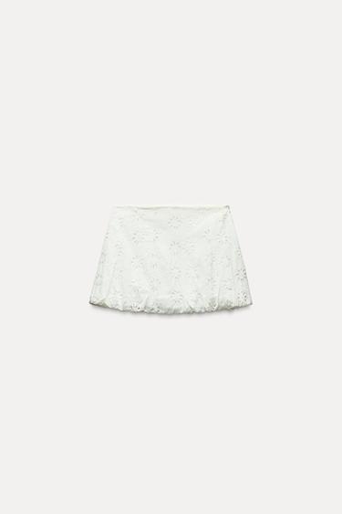 SAIA BALONÊ COM BORDADOS - Branco da Zara