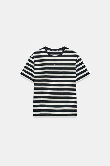 T-SHIRT À RAYURES ZA - Bleu marine de Zara