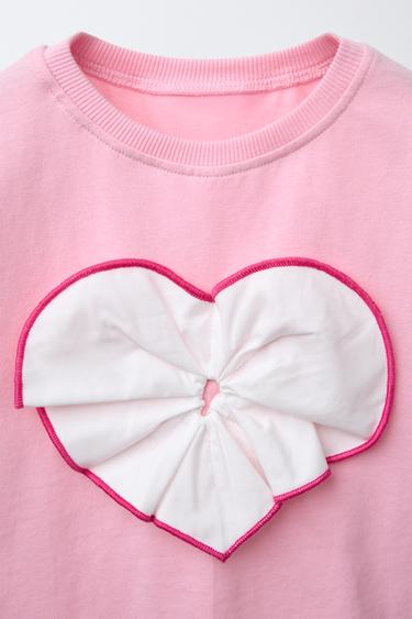T-SHIRT CŒUR ASSEMBLÉ POPELINE - Rose chewing-gum de Zara - Image 2