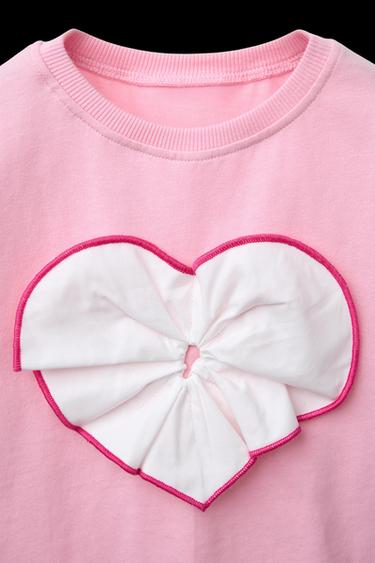 T-SHIRT MIT HERZ AUS POPELINE - Pink von Zara