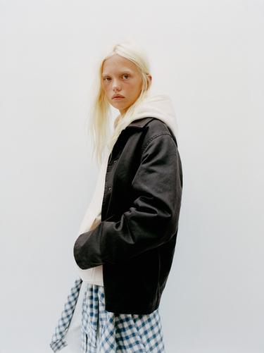 WAXED JACKET WITH LEATHER-EFFECT COLLAR - Brown by Zara