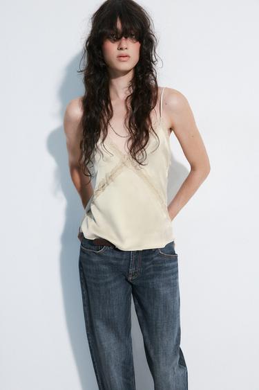 LACE TOP - Beige by Zara