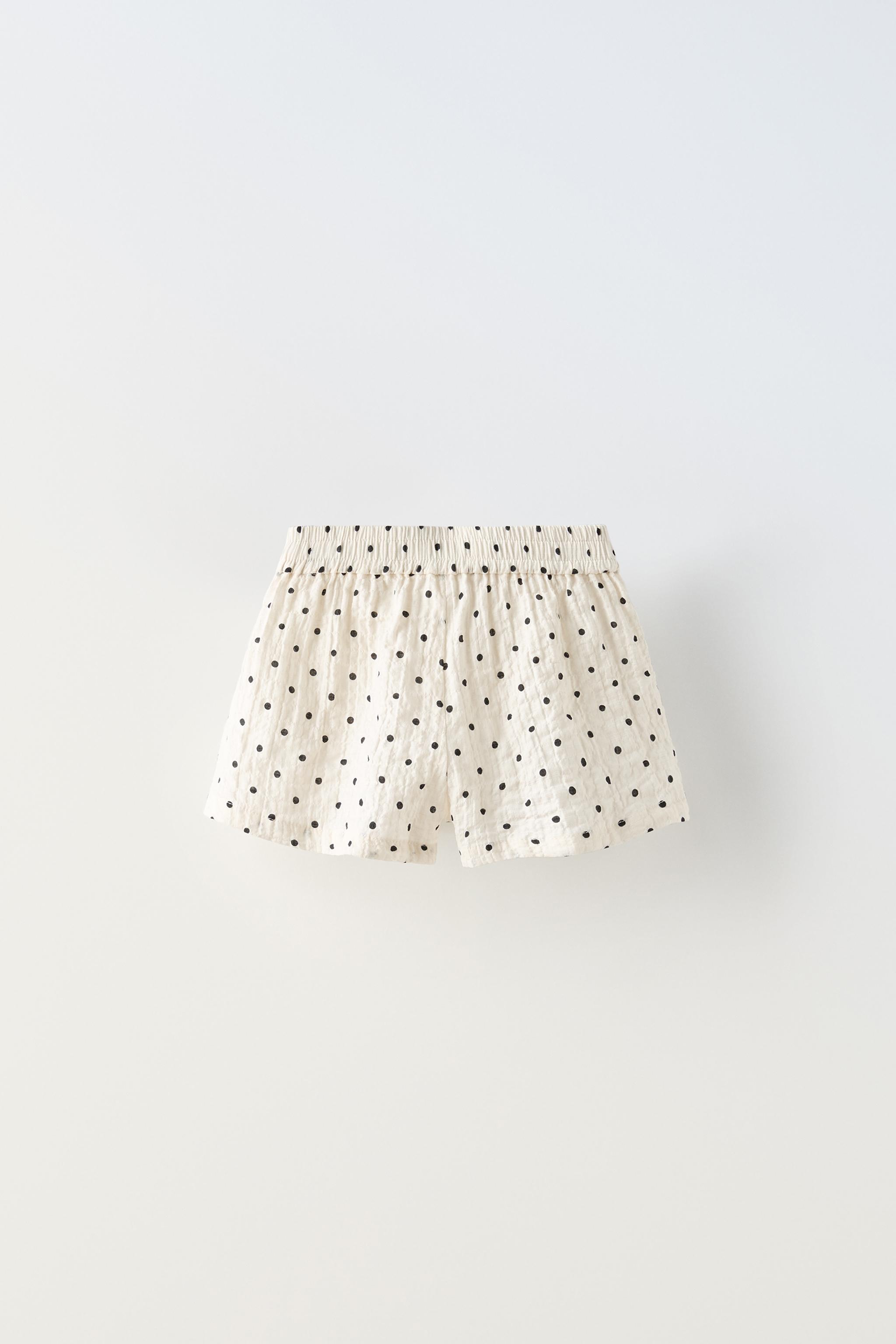 SHORT A TEXTURE ET POIS Ecru ZARA France