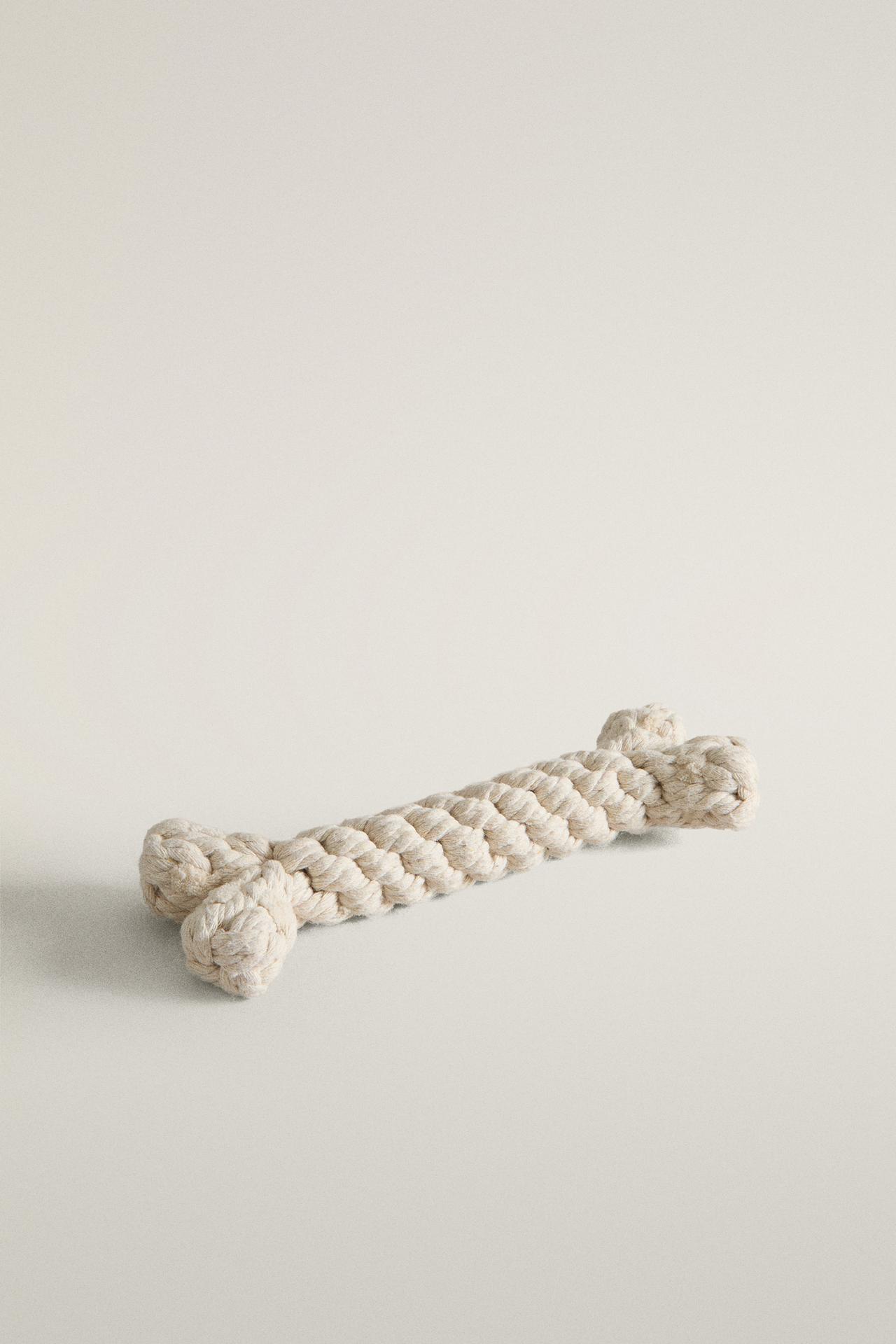 WOVEN BONE PET TOY — Ecru