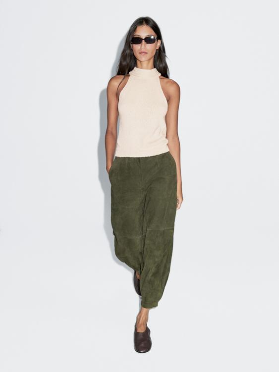 Textured knit halterneck top