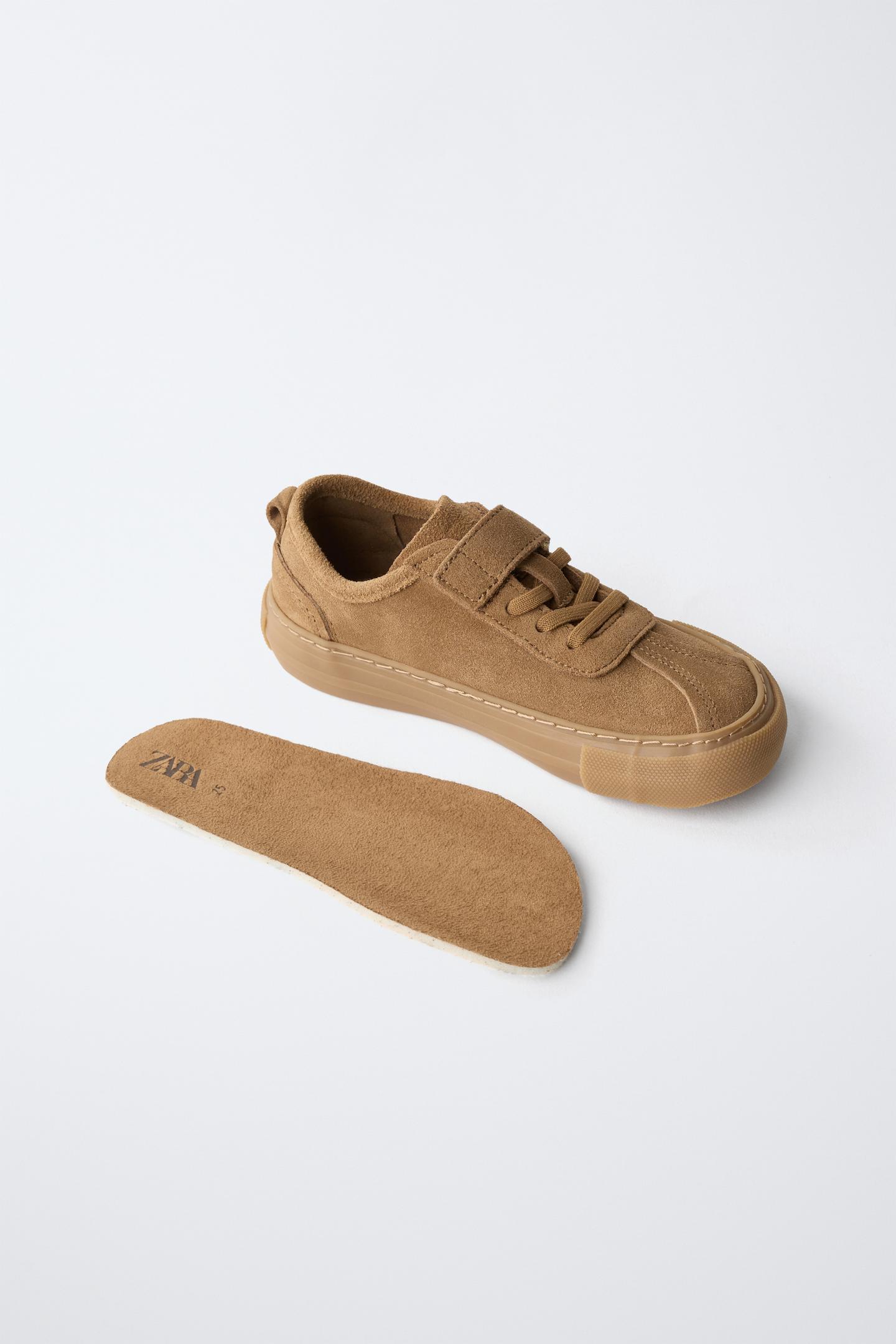 Детские кроссовки Zara Leather Barefoot, цвет: Бежевый — фото 3