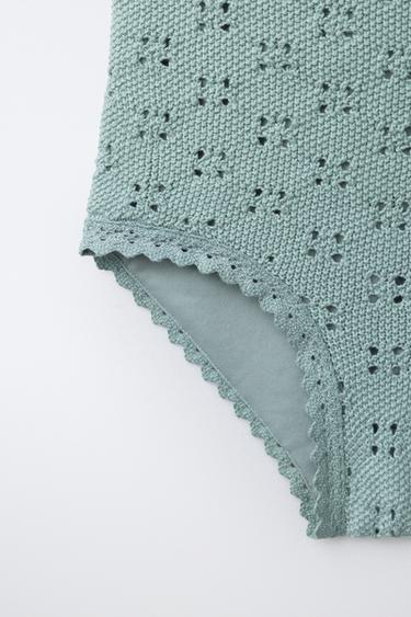 6-14 YEARS / CROCHET KNIT SWIMSUIT - Sea green by Zara - Image 3