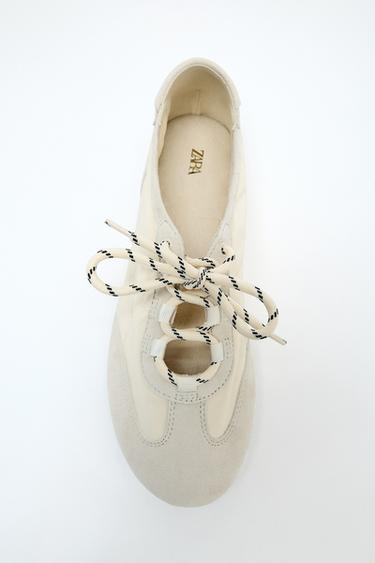 CONTRAST SPORTS BALLET FLATS - White by Zara