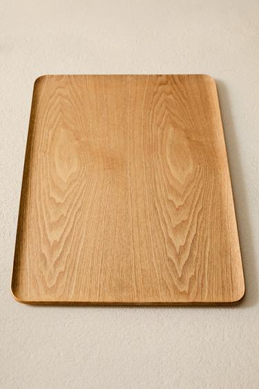 LARGE RECTANGULAR WOODEN TRAY - Light beige by Zara