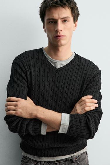 PULL STRUCTURÉ À TORSADES - Noir de Zara - Image 3