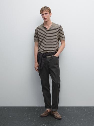Zara Short sleeve striped knit polo shirt - 548 - Image 0