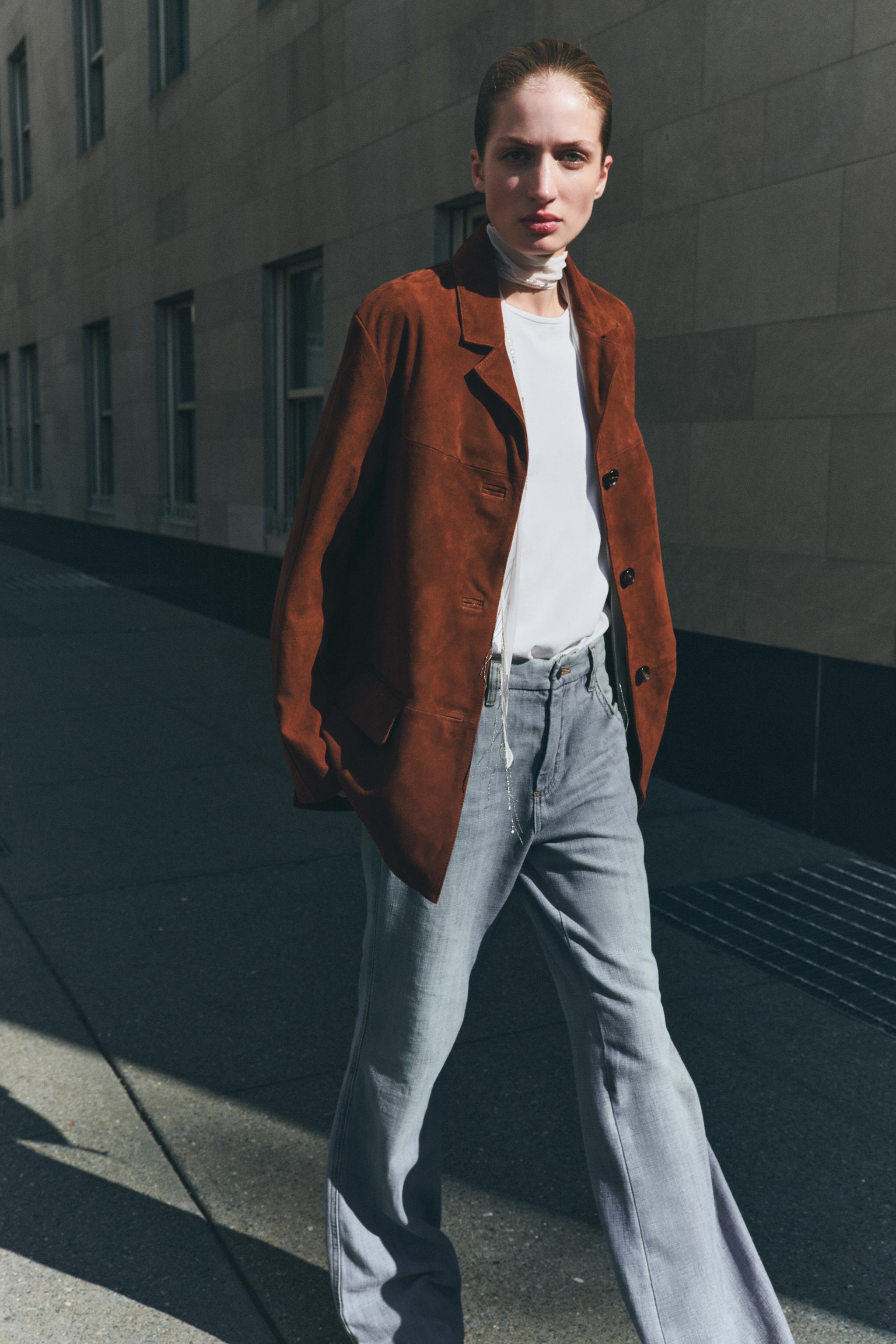 ZARA ザラ ベルト付きオーバーサイズブレザー ベルト付きオーバーサイズブレザー - サンド/ブラック | ZARA