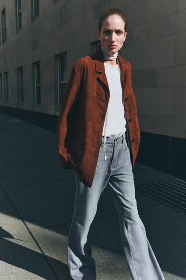 BLAZER OVERSIZE CUIR DAIM ZW COLLECTION LIMITED EDITION - Marron de Zara