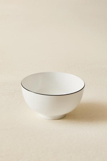 BLACK-RIMMED BONE CHINA MINI BOWL - Black / White by Zara - Image 5