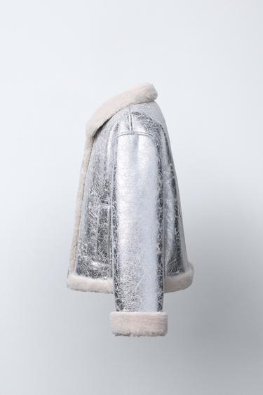 METALLIC DOUBLE-FACED JACKET - Silver by Zara - Image 2