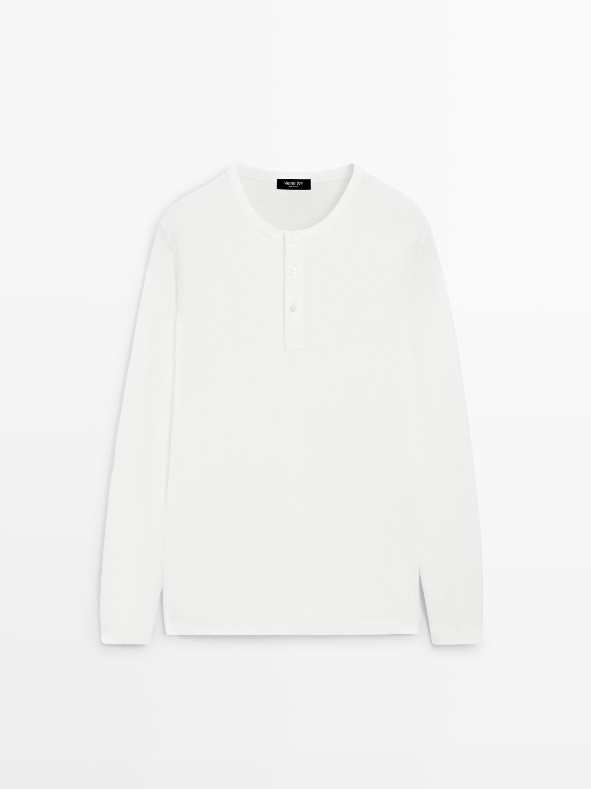 Long sleeve henley neck T-shirt